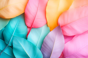 Fototapeta premium Colorful Tropical Leaves Background in Vibrant Pastel Shades for Design Projects