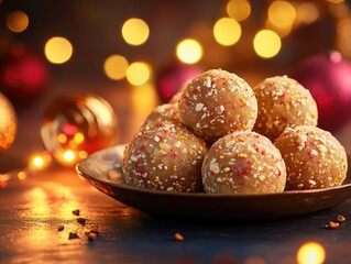Cookies with glittery frosting, ready for the holiday season.