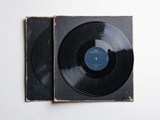 Obraz premium An old, vintage record album cover featuring the vinyl and its sleeve. A collector's item for music enthusiasts and a nostalgic piece of memorabilia.