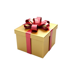 Naklejka premium elegant gold gift box with a red ribbon