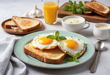 Fototapeta premium healthy breakfast with egg and toast