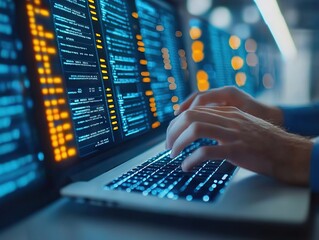 Data entry in action modern office technology scene digital environment close-up view business efficiency