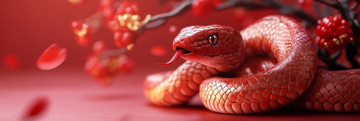 Obraz premium wood snake concept of chinese new year