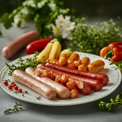 sausages with vegetables