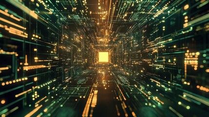 Obraz premium Digital circuit microchip on abstract background. Computing and technology concept. 3D Rendering