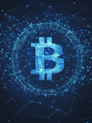 Blockchain technology futuristic hud background with world globe and blockchain polygon peer to peer network. Global cryptocurrency fintech business banner concept. Low poly design. Horizontal layout