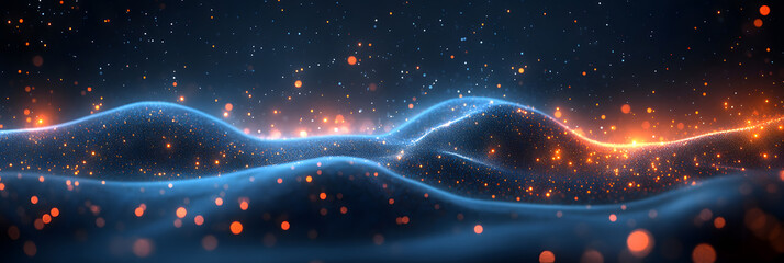 glowing abstract digital wave particles. Futuristic illustration. on background