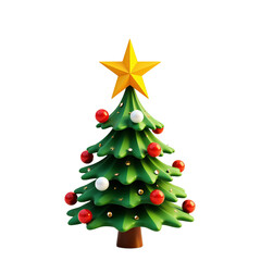 Obraz premium 3d render of a festive christmas tree with red and white ornaments