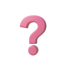 Naklejka premium three-dimensional pink question mark floats against a pale teal background.