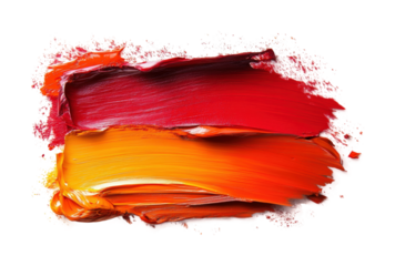 Vibrant red and orange brush strokes on white abstract studio setting high fidelity visuals isolated on transparent background png