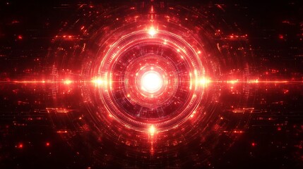 Obraz premium Red Abstract Technology Circular Energy Core
