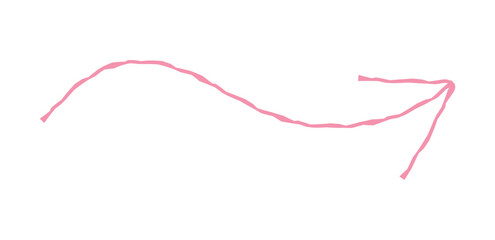 Hand drawn simple arrow drawn with wax crayon, chalk or charcoal. Uneven dry texture for underlining highlighting. Pencil drawn lines, strikethrough, grungy vector isolated on white