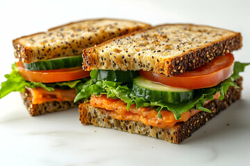 Veggie Salmon Sandwich, Kitchen Counter, Lunch