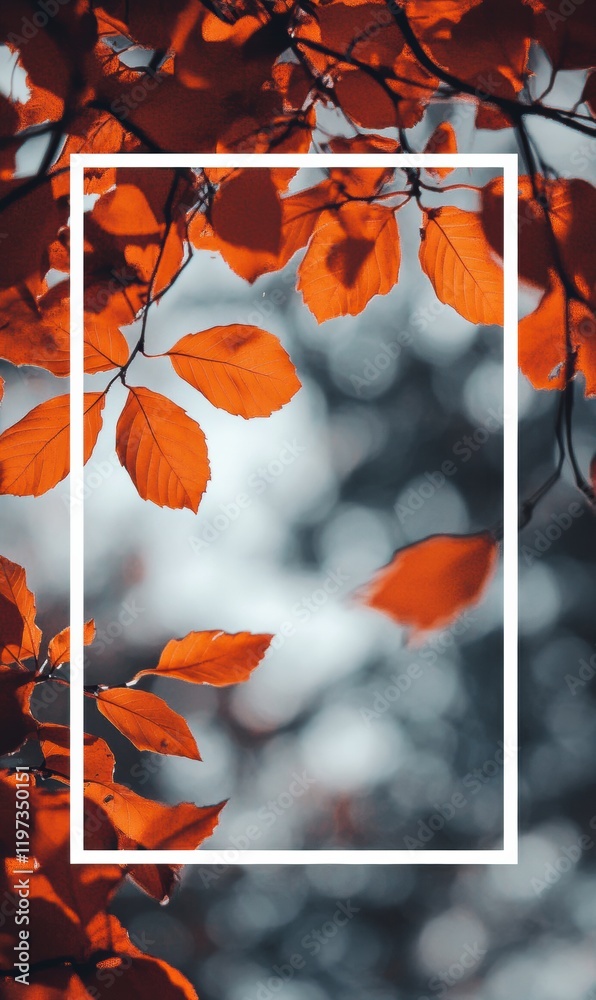 Poster vibrant orange leaves framed against a blurred background, providing ample copy space for text place