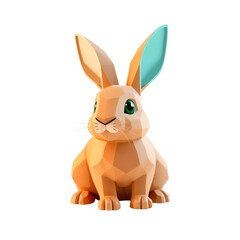 Fototapeta premium charming low-poly rabbit with teal ears