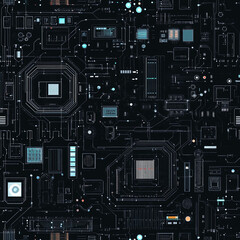 Fototapeta premium Abstract circuit board texture with futuristic geometric pattern