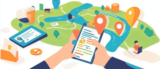 Startup founder mapping out market opportunities, with a visual representation of digital transformation and market insights driving business strategy