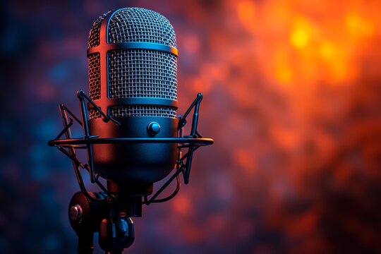 Microphone employed to track audio quality for ad effectiveness on platforms like podcasts or streaming services.