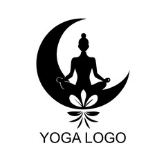 yoga logo design , vector illustration yoga logo icon with white background