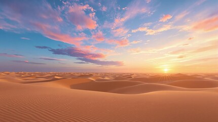 A vast desert landscape with a blue marble sky at sunset , airy, marble, desert, sky, colorful