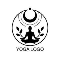 A black yoga logo icon silhouette vector design