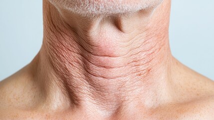 Fototapeta premium Skin Damaged Sun Concept, Close-Up of a Damaged Neck with Visible Pigmentation and Skin Texture on a Human Body