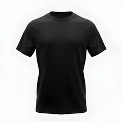 black t shirt on a plain white background