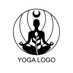 yoga minimalist line art icon logo symbol