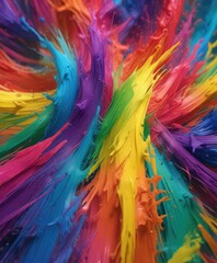 Abstract brush strokes in a rainbow of colors, colorful, vibrant
