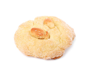 One tasty cashew cookie isolated on white