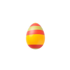 striped easter egg in yellow red and beige