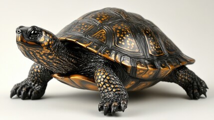 Obraz premium Black and gold turtle figurine studio shot, on white background, for home decor or gift