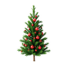 classic christmas tree with red ornaments