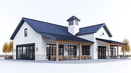 Modern Farmhouse Restaurant Design: Architectural Rendering