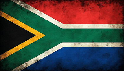 South African Flag in Grunge Style Design
