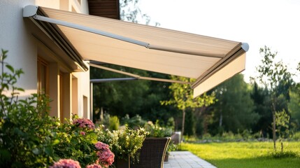 Retractable Awning Providing Shade on a Sunny Day