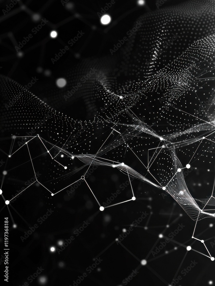 Poster digital technology background. abstract hexagons background with lines and dots. design for science,