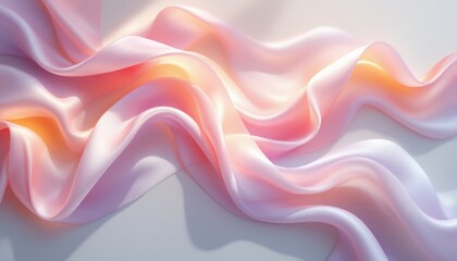 Obraz premium Elegant flowing pink silk fabric with soft sunlight and gentle shadows