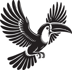 Naklejka premium Toucan Bird Flying Silhouette vector illustration isolated on white backgournd