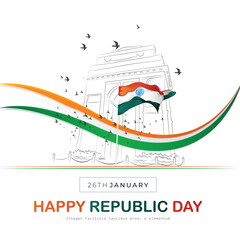 26 January Happy Republic Day of India celebration Background or indian independence day