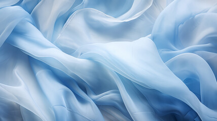 Obraz premium Soft blue and white flowing fabric creating a serene atmosphere. Generative AI