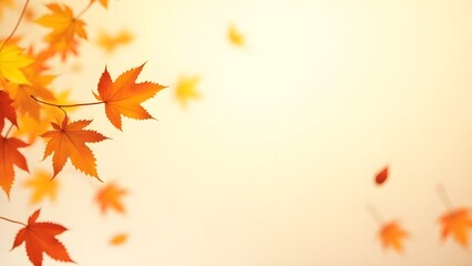Obraz premium Falling autumn leaves captured with motion blur and soft lighting