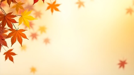 Falling autumn leaves captured with motion blur and soft lighting