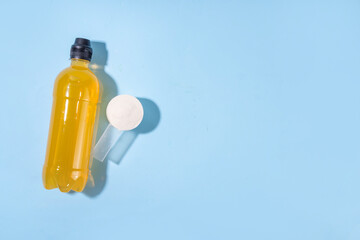 Protein water, trendy healthy drink for reach your protein goal, healthy hydration. Sweet...