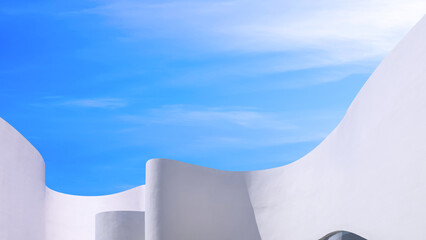 Geometric architecture abstract background in manipulation design technique, White curve concrete...