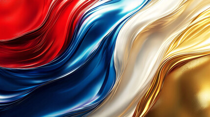 Abstract Gold, Red, Blue Waves