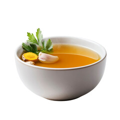 Isolated Transparent Broth with Herbs Kitchen Photography Minimalist Style Close-up Culinary Delight