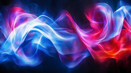 Obraz premium Abstract Swirling Light Waves Vibrant Blue Red and Pink Energy Flow