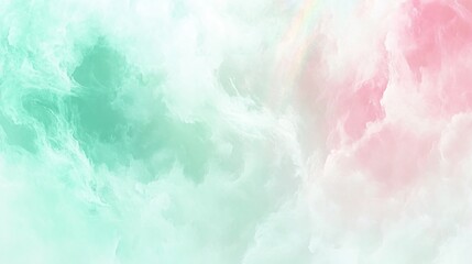 Obraz premium Dreamy Pastel Cloud Background Mint Pink Sky