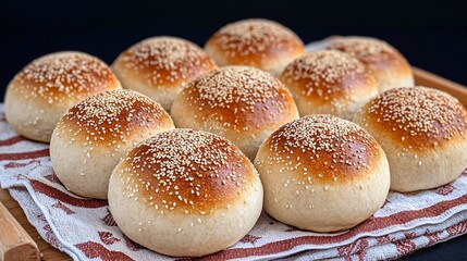Artisan Sesame Seed Buns Baked Goods, Delicious Homemade Bread Rolls